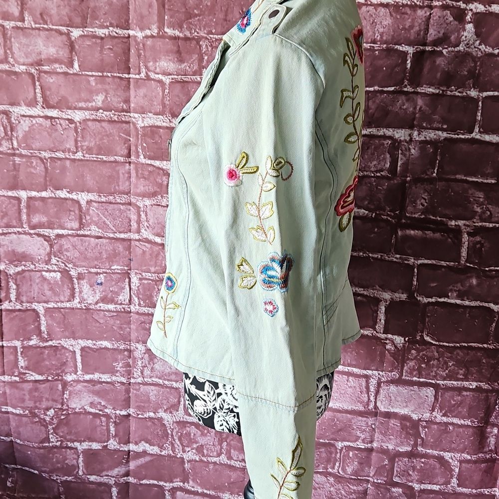 Candie's Denim Embrodered Bohemian Denim Jacket - Picture 9 of 13